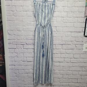 Skemo Sleeveless Boho Dress Size S Tie Back Tassel Waist Boho Resort Cottage